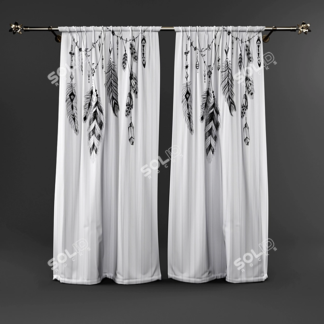 Hontis Blackout Curtains: Complete Set 3D model image 1