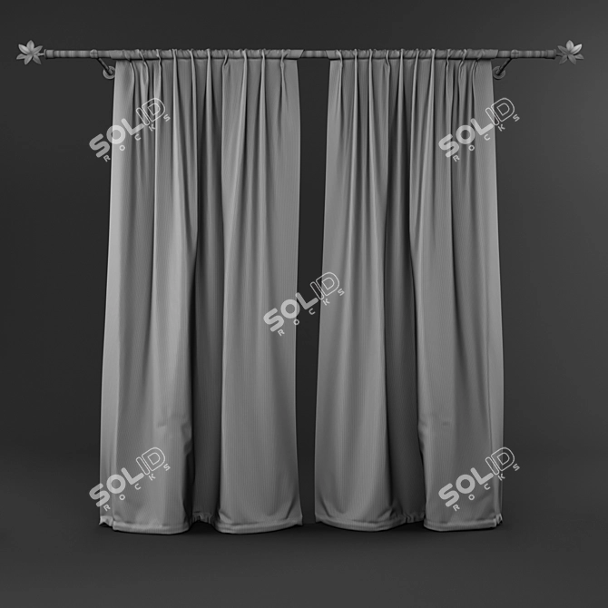 Hontis Blackout Curtains: Complete Set 3D model image 2