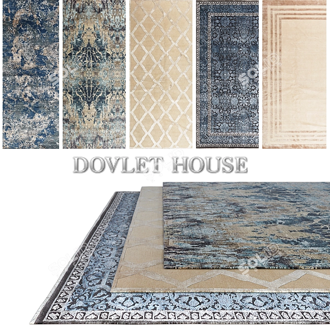 DOVLET HOUSE Carpets - 5-piece Set (Part 409) 3D model image 1