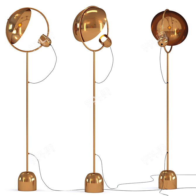 Elegant Brass Reflector Floor Lamp 3D model image 1