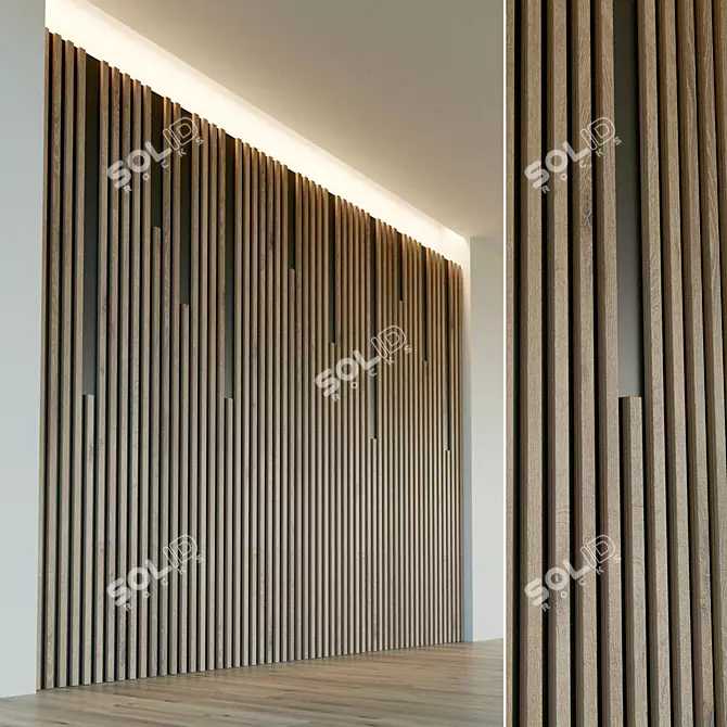 Title: Elegant Wood 3D Wall Panel 3D model image 1