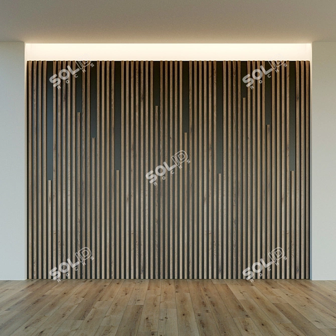 Title: Elegant Wood 3D Wall Panel 3D model image 2