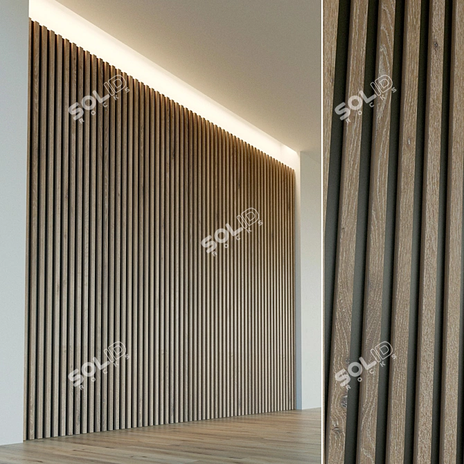 Wooden 3D Wall Panel: Decorative and Lightweight 3D model image 1