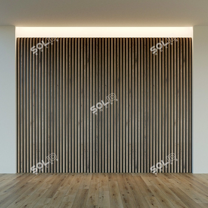 Wooden 3D Wall Panel: Decorative and Lightweight 3D model image 2