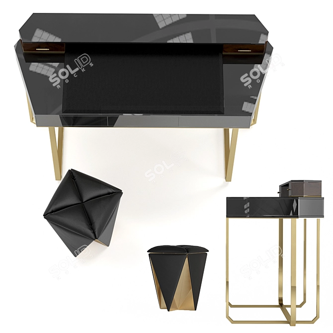 Prisma Stool: Contemporary Velvet Luxury 3D model image 2