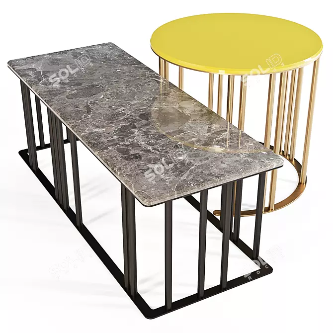 Modern Elegance: Meroni and Colzani Coffee Tables 3D model image 1