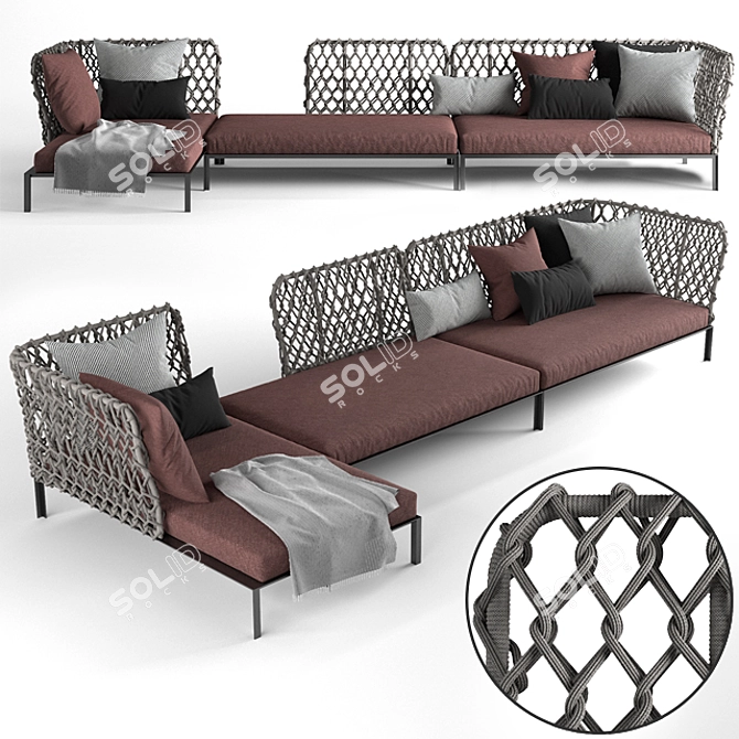 Versatile Outdoor Ravel Sofa 3D model image 1