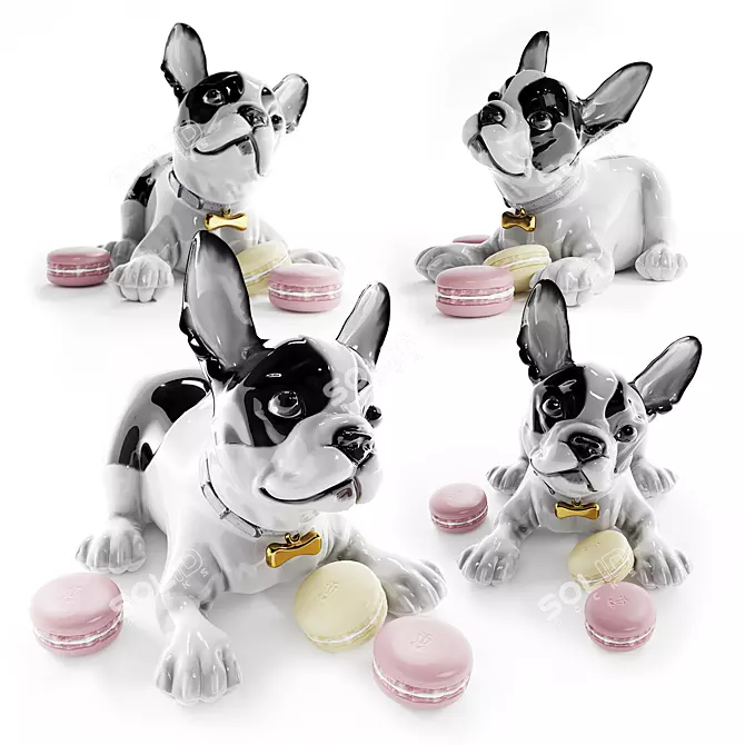 Playful French Bulldog Figurine 3D model image 1