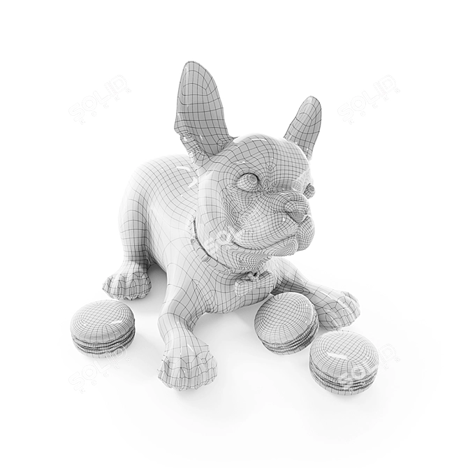 Playful French Bulldog Figurine 3D model image 2