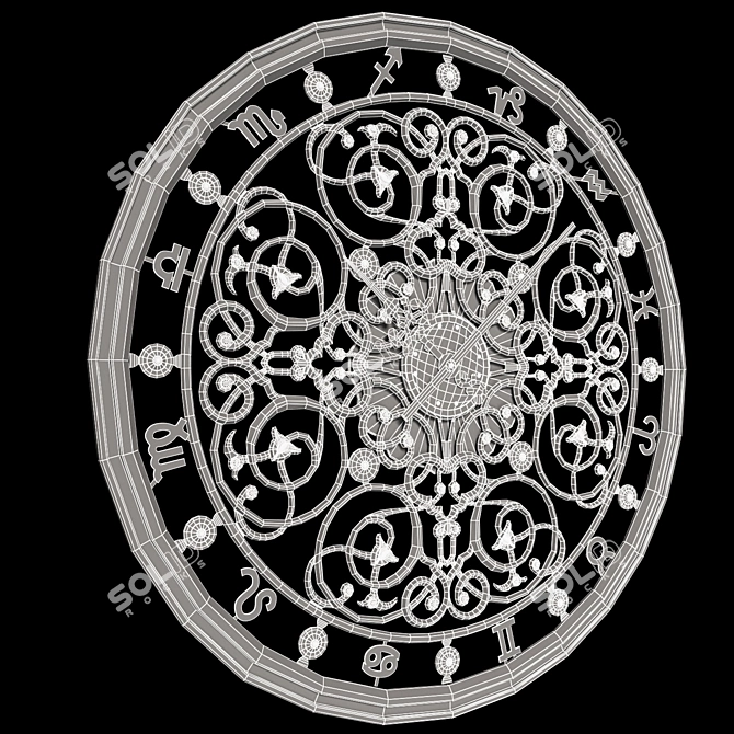 Illuminated Zodiac Bronze Wall Clock 3D model image 3