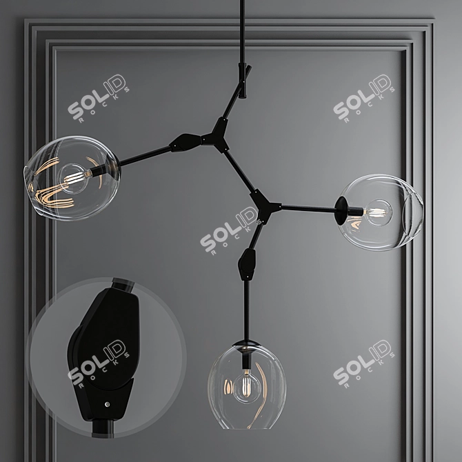 Ethereal Glass Chandelier 3D model image 1