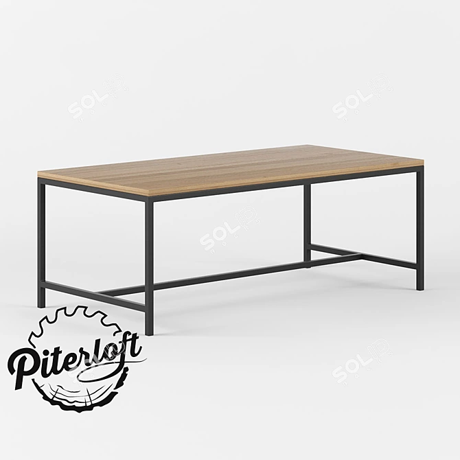 Rustic Wooden Coffee Table 3D model image 1