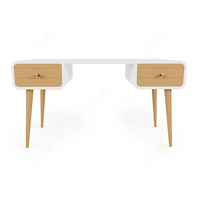 Versatile Brass and Wood Home Table 3D model image 1