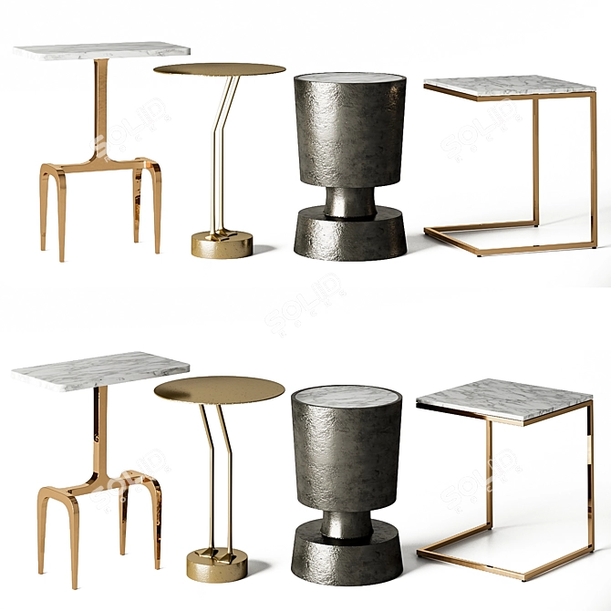 Modern Marble Side Tables Set 3D model image 1