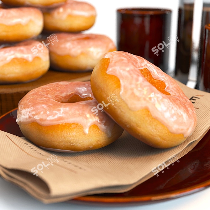 Delicious Donuts & Coffee Set 3D model image 3