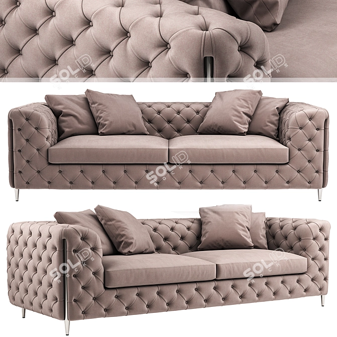 Elegant Moore Quilted Sofa 3D model image 1