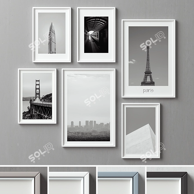 Versatile Set of 6 Picture Frames 3D model image 1