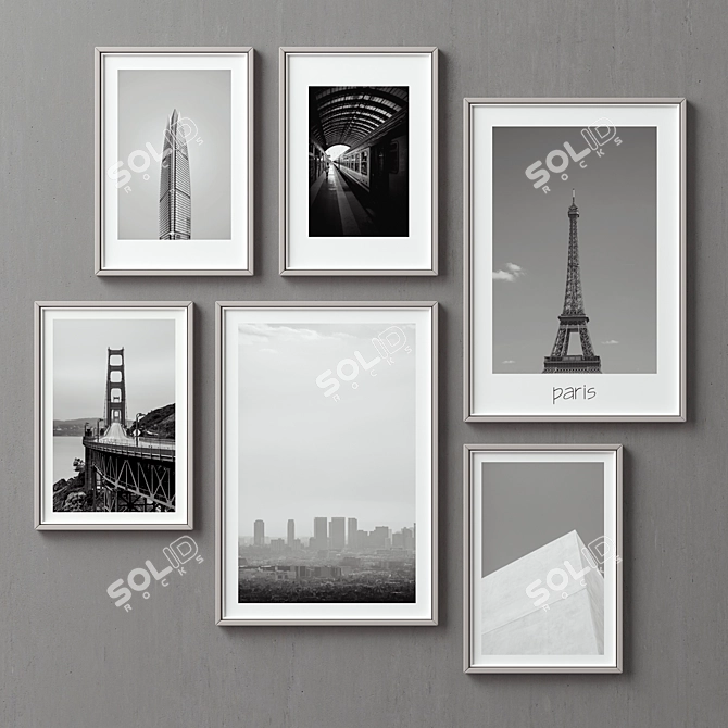 Versatile Set of 6 Picture Frames 3D model image 2