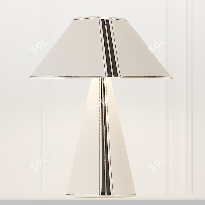 Sleek Leather Table Lamp 3D model image 2