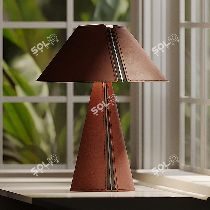 Sleek Leather Table Lamp 3D model image 3