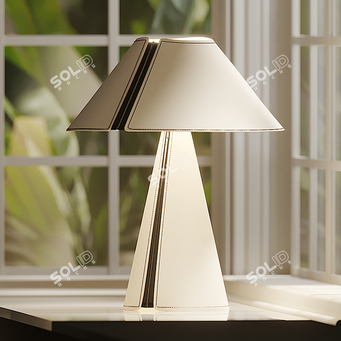 Sleek Leather Table Lamp 3D model image 4