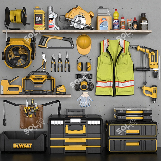 Essential Garage Tools Set 3D model image 1