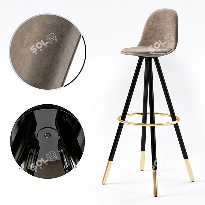 Sleek Stag Bar Chair 3D model image 1