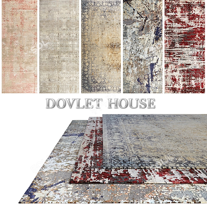 DOVLET HOUSE 5-Piece Carpet Set 3D model image 1