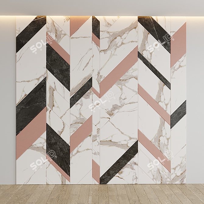 Title: Italon Chevron Collection - Elegant Ceramic Tiles 3D model image 1