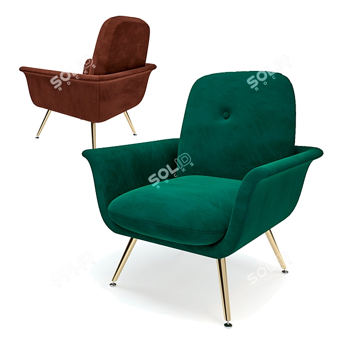 Velvet Elegance: Vintage ELORI Armchair 3D model image 1