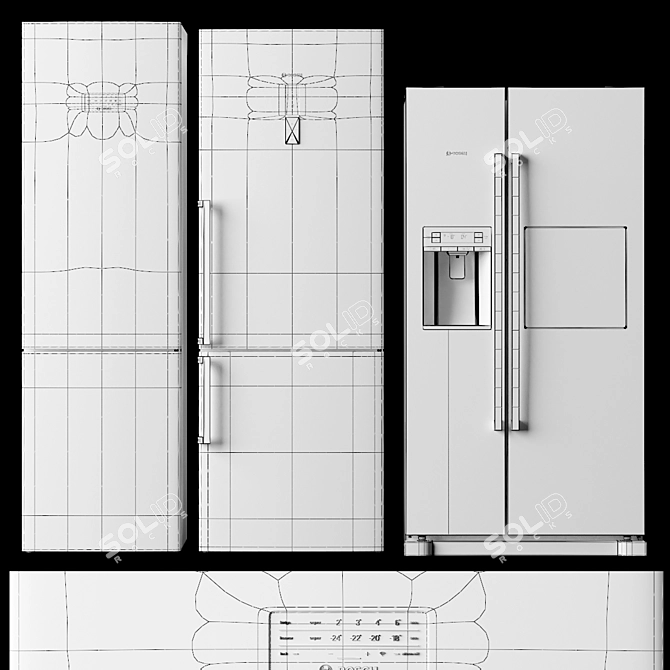 BOSCH Refrigerator Set: Efficient and Stylish 3D model image 3
