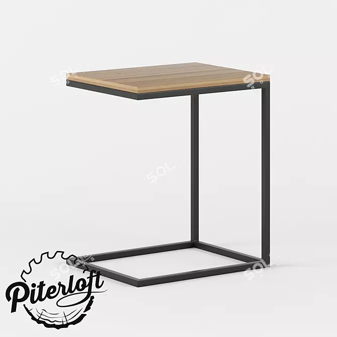 Industrial Wood and Metal Side Table 3D model image 1