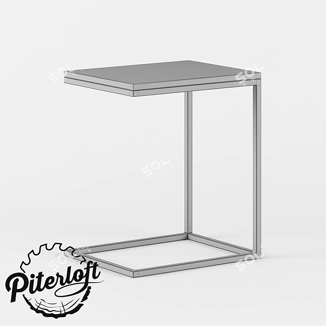 Industrial Wood and Metal Side Table 3D model image 2