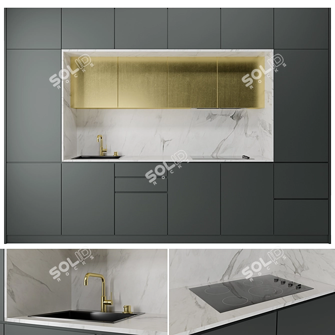 Golden Kitchen Collection - Luxurious 3D Model 3D model image 1