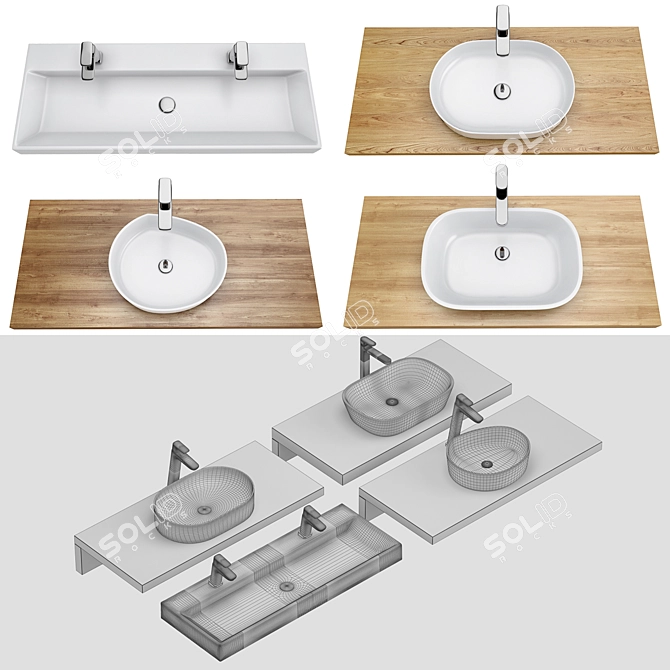 Title: RAVAK Set 61 Washbasin Bundle 3D model image 3