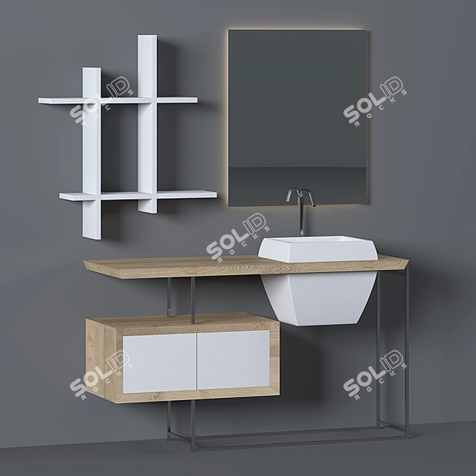 Title: Modern Bathroom Furniture Set 3D model image 1