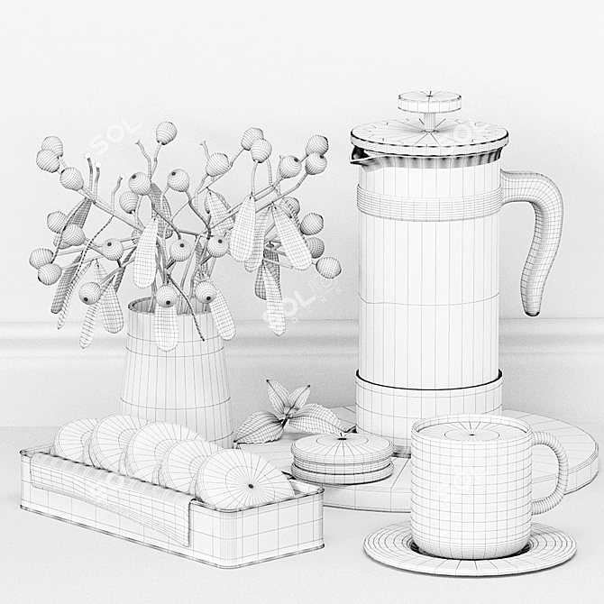 Modern Kitchen Decor Set3 3D model image 3