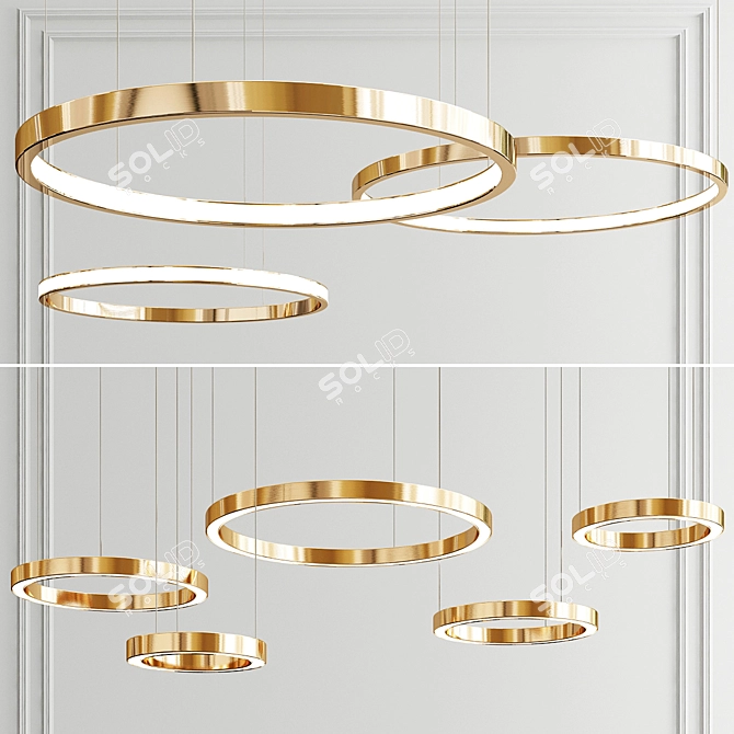 Elegant Henge & Lahti Ring Chandelier 3D model image 1