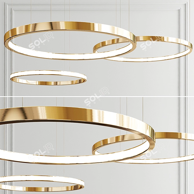 Elegant Henge & Lahti Ring Chandelier 3D model image 3