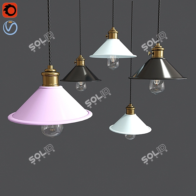 Scandi Pastel Pendant Lamp: Modern and Chic Design 3D model image 1
