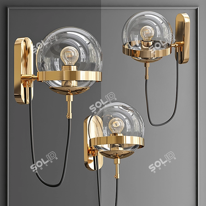 Modern Brass Sconce with Clear Glass 3D model image 1