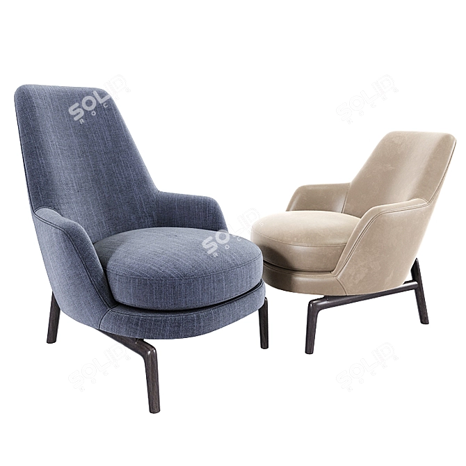 Luxe Leda Flexform Armchair Set 3D model image 2