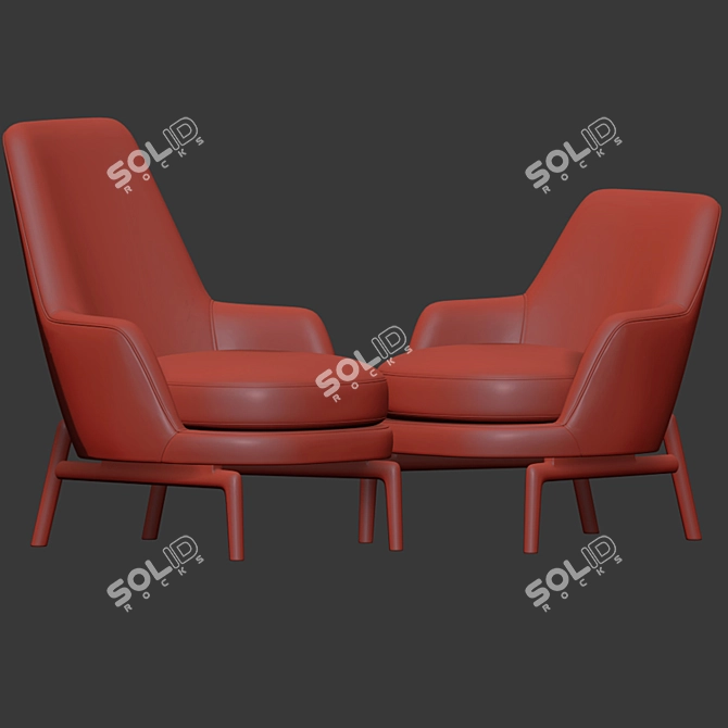 Luxe Leda Flexform Armchair Set 3D model image 3