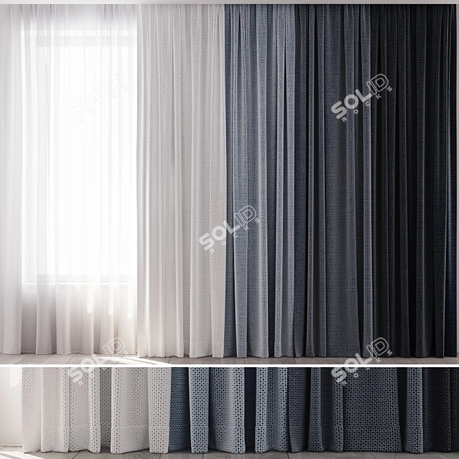 Colorful Curtain Set - 4 Options 3D model image 1