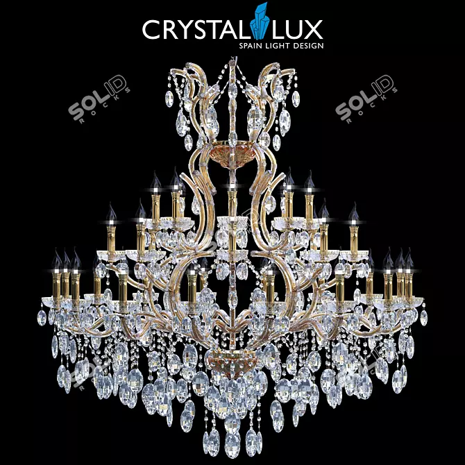 Glamorous Hollywood Gold Chandelier 3D model image 1