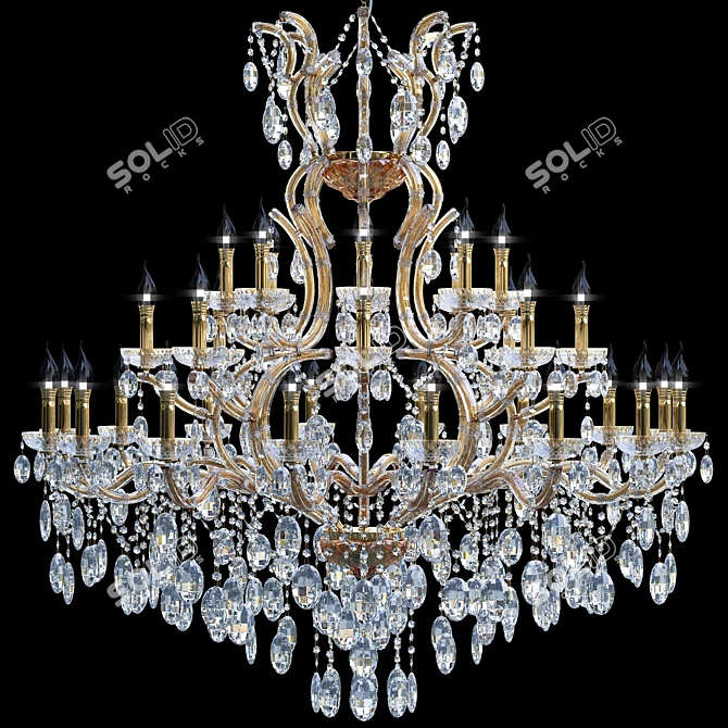 Glamorous Hollywood Gold Chandelier 3D model image 2