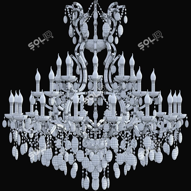 Glamorous Hollywood Gold Chandelier 3D model image 3