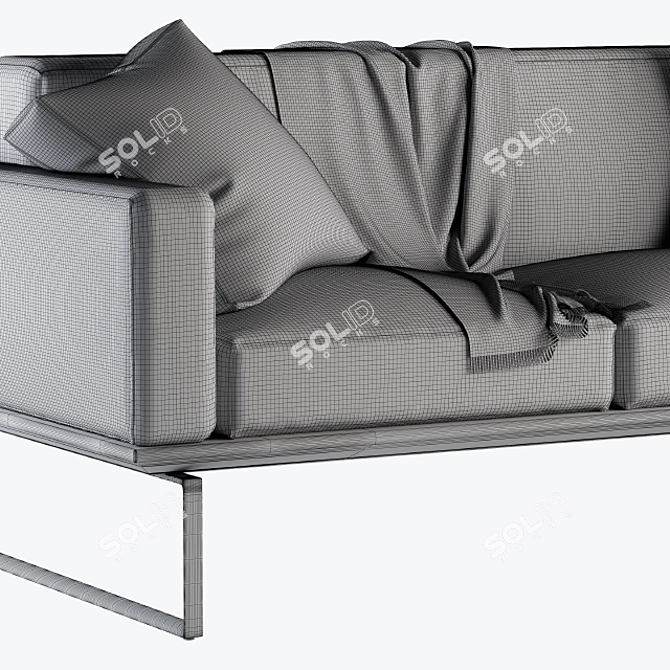 Modern Leather Cube Sofa 3D model image 3