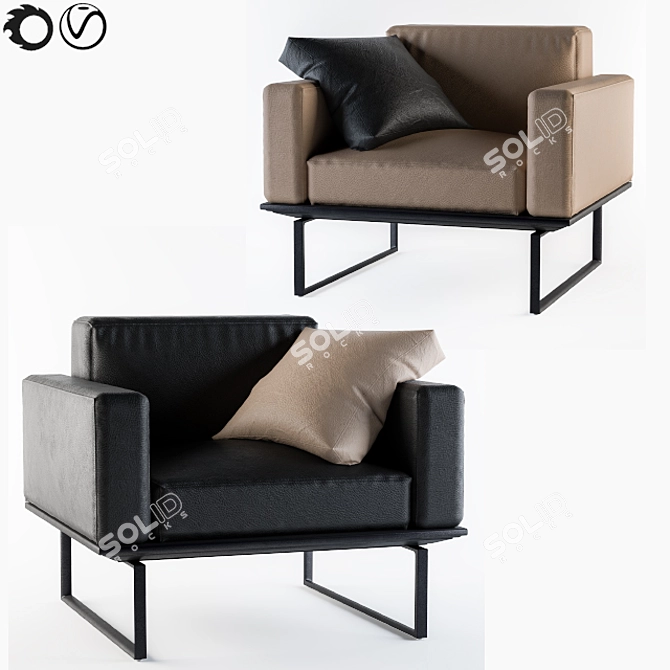 Elegant Cassina Leather Armchair 3D model image 1