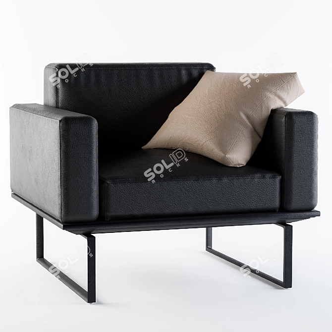Elegant Cassina Leather Armchair 3D model image 2